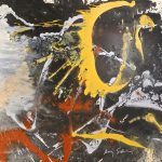 Yellow oval flare, 2018. Medium: Paintings, mixed media on paper. Size: 30 x 42 in. (76.2 x 106.7 cm.)