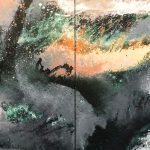 GOLDEN FACE, Acrylic on canvas, Diptych, 30x60