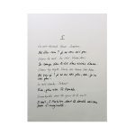 Hand written poem by Vahe Godel included in Artist Book Nocturno Duo with etchings done at Atelier M. Yamamoto Barcelona Editart Editors Geneva 1992